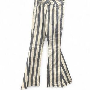 Women's blue and white striped "Rodeo Queen" super flared/bellbottoms LARGE 14.5